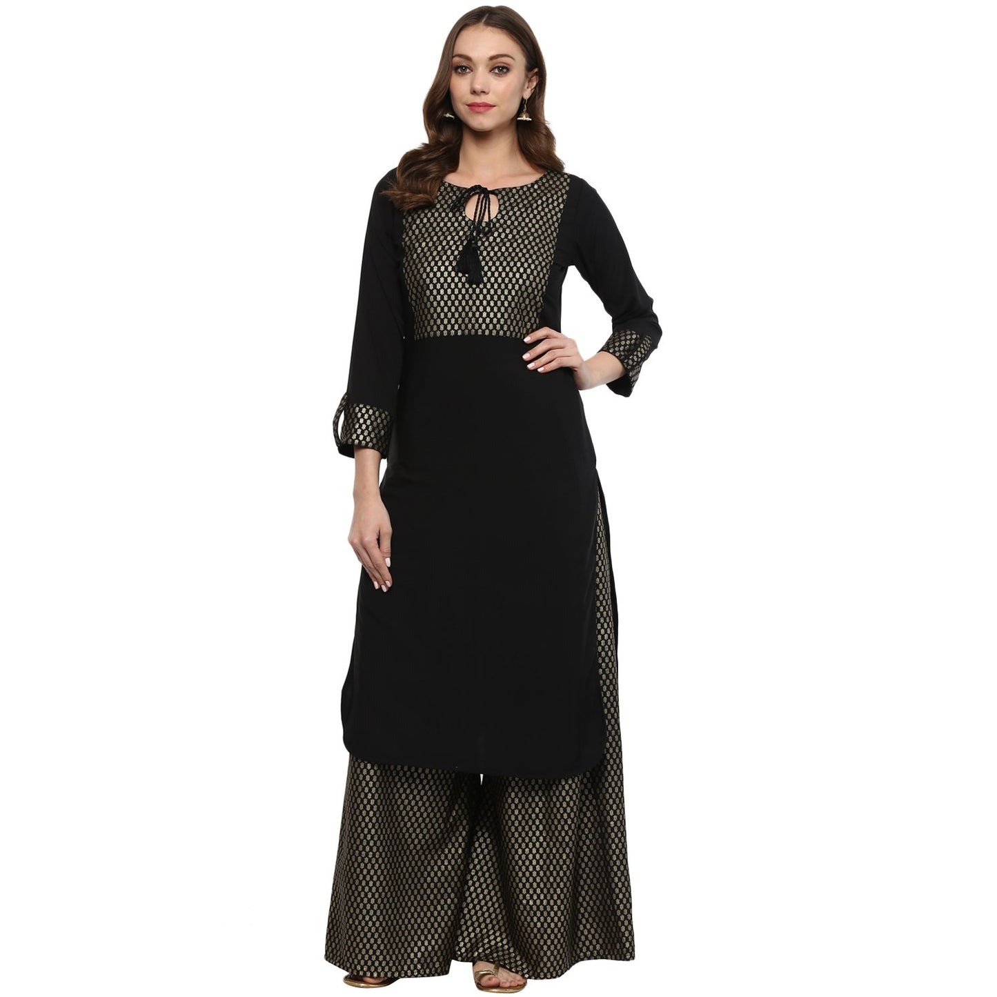 ZIYAA Women's Crepe Floral Straight Ethnic Kurta