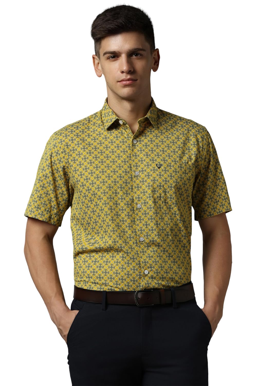 Allen Solly Men Slim Fit Printed Formal Half Sleeve Short Sleeve Shirt