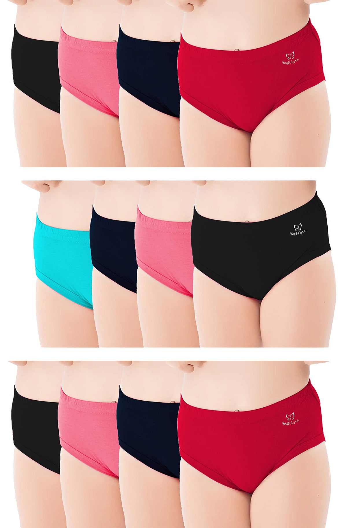 Lyra Cotton Assorted Solid Coloured Kids/Girls Panty | Hipstar Pack Of 12
