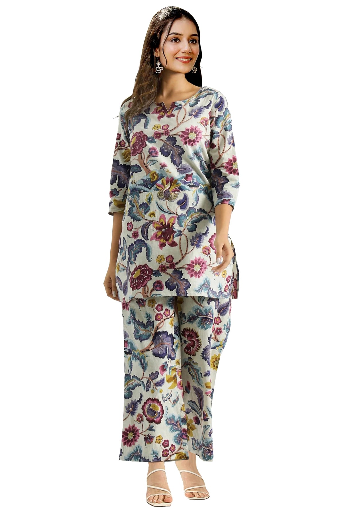 Toochki WomenS Multi Color Floral Printed Rayon Stitched Kurta & Kurtis | Kurti Set For Women | A Line Kurti Set | 3/4 Sleeve K
