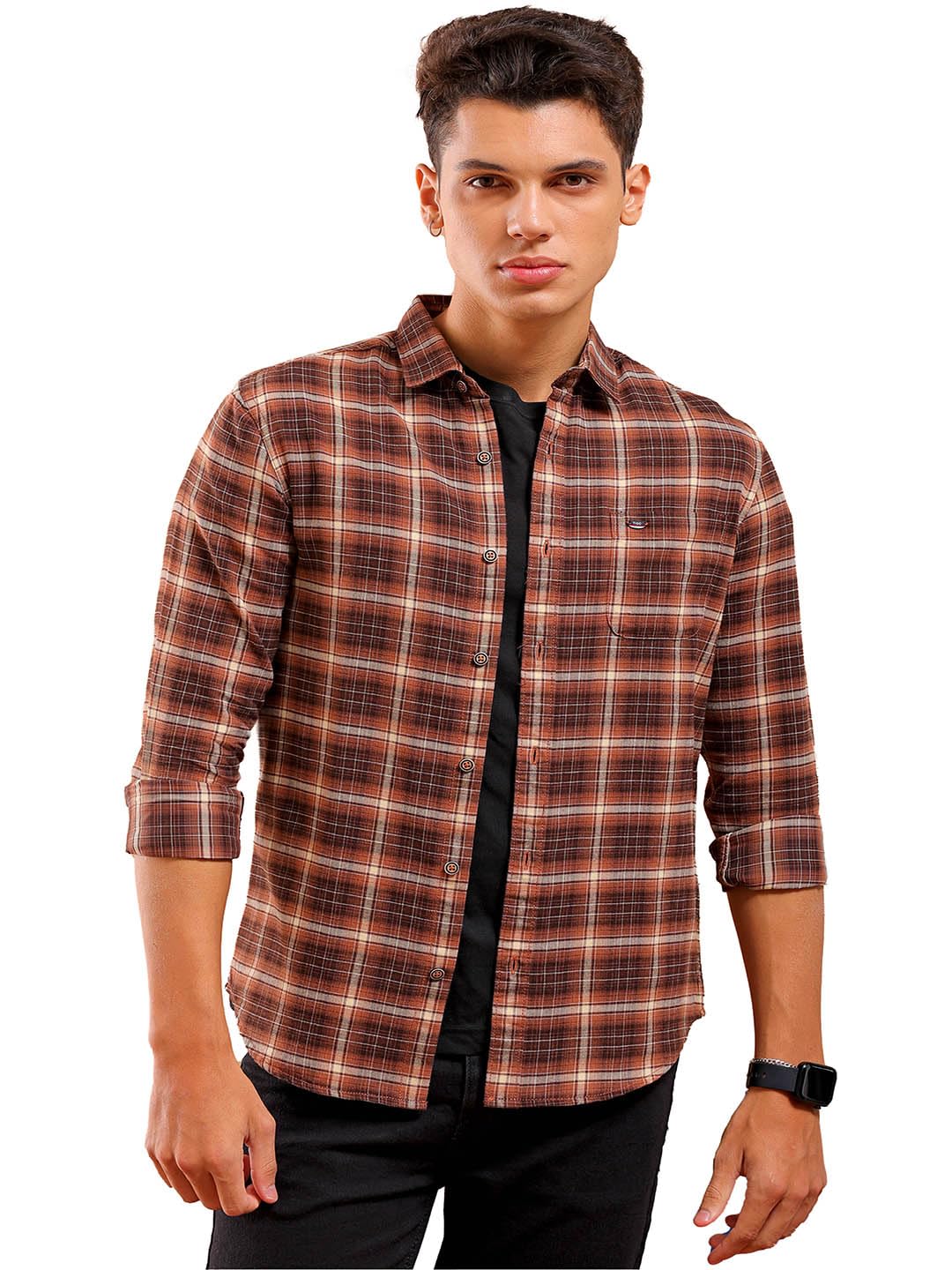 The Indian Garage Co Mens Slim Fit Shirt (1223-SHBCYD-04-01_Brown