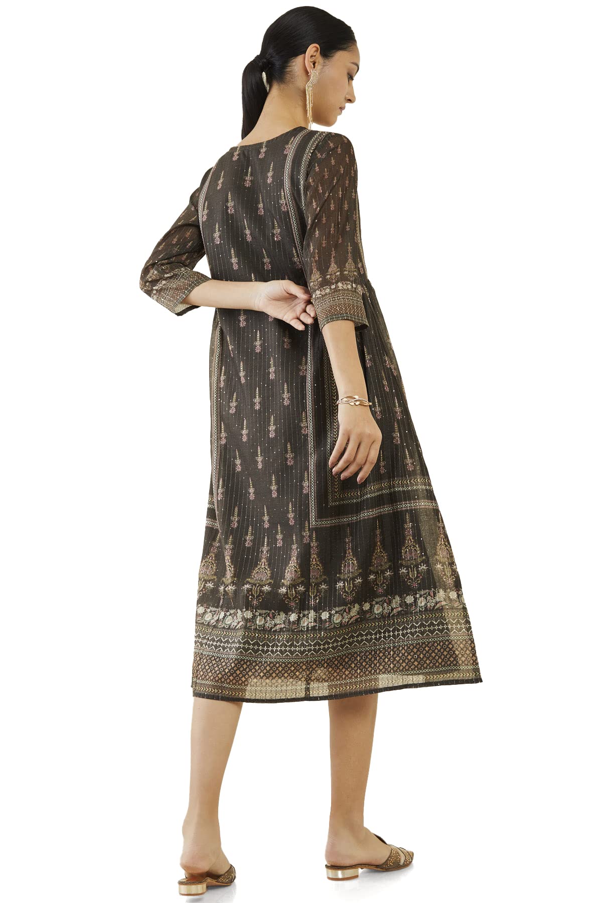 Soch Women's Chanderi Floral Regular Dress Shirt