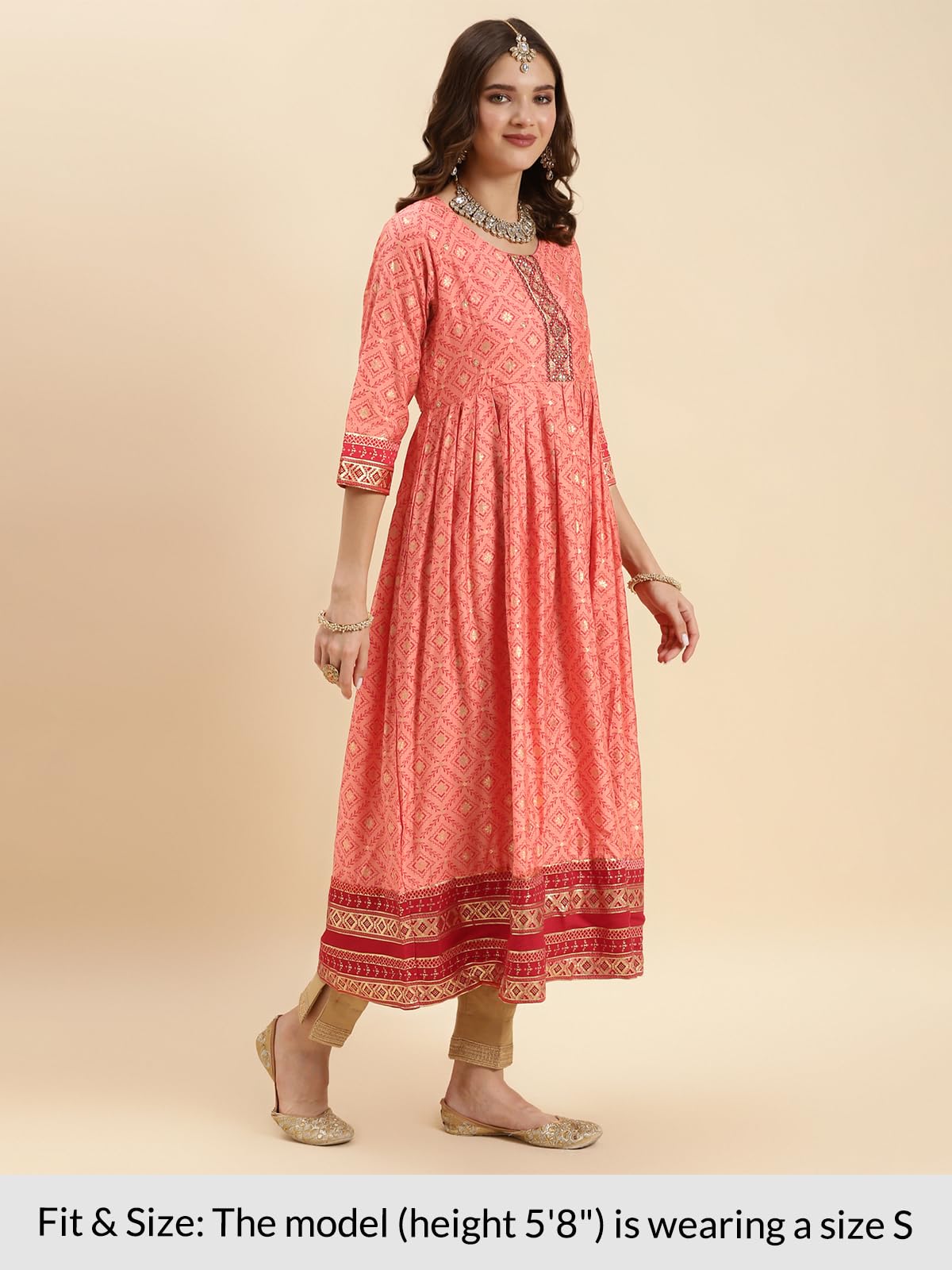 rangita Silk Calf Length Embroidered Anarkali Kurti for Women | Kurta for Women