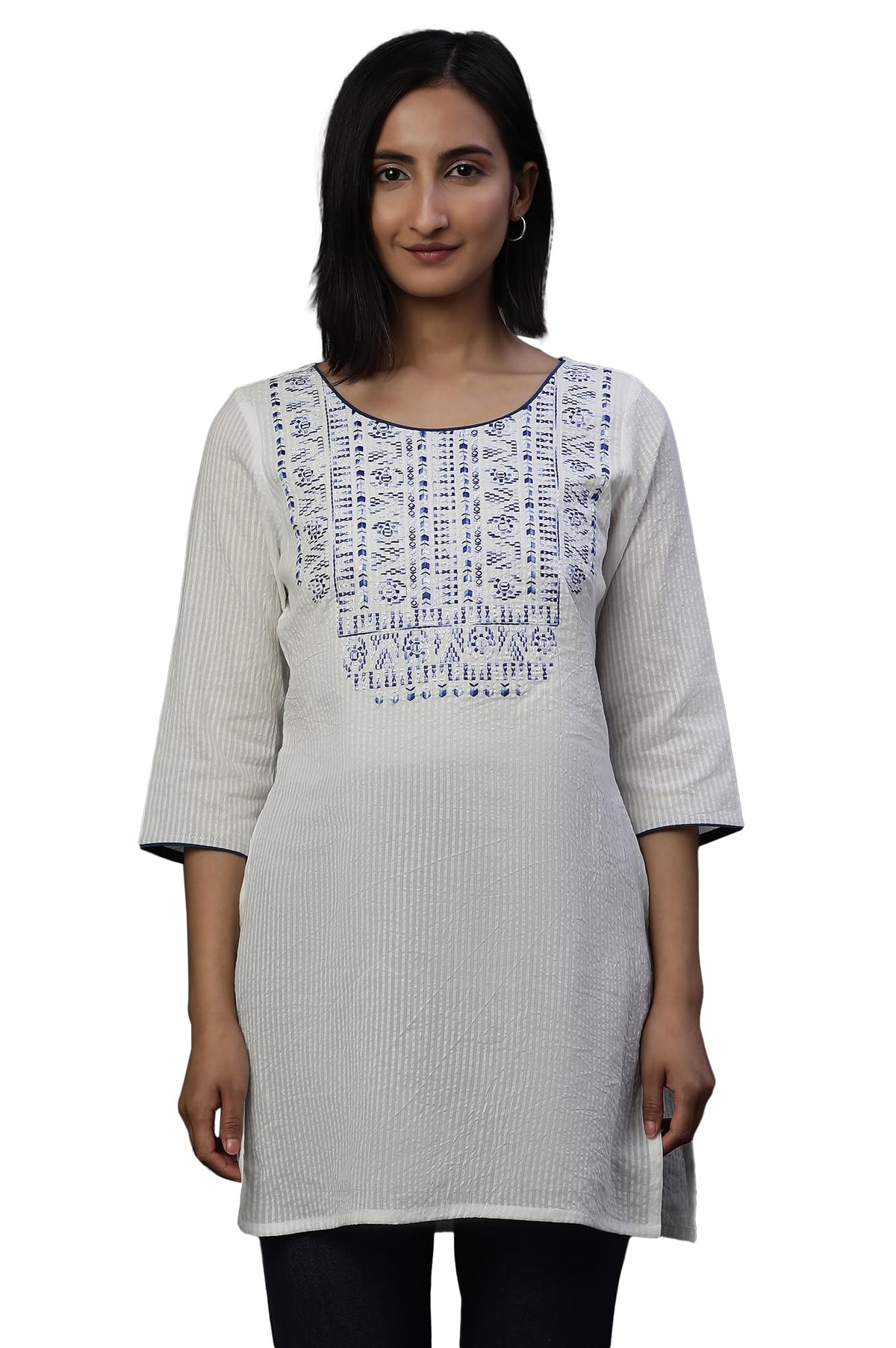 Aurelia Womens Embroide Cotton Blend Straight Kurti
