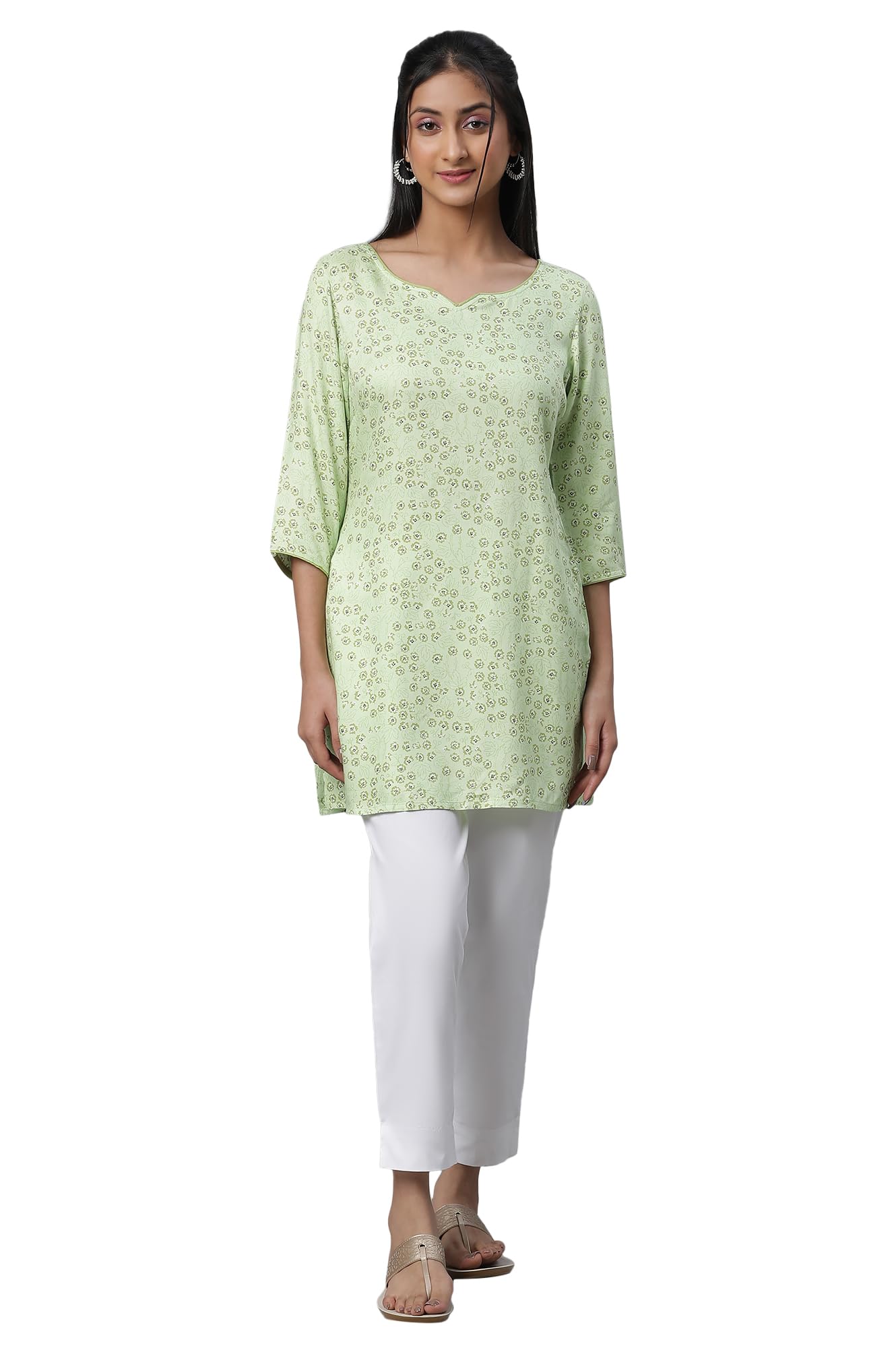 Aurelia Women's Viscose Floral Regular Kurti (23FEA30365-507202_Butterfly