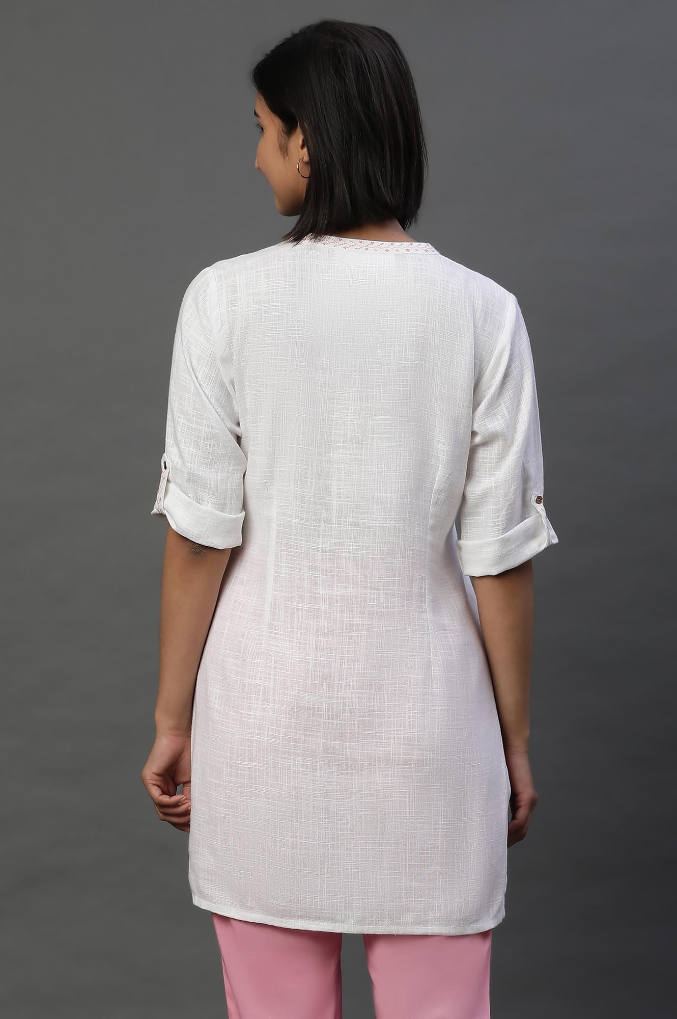 Aurelia WomenS Rayon Solid Regular Kurti (24Fea30427_White