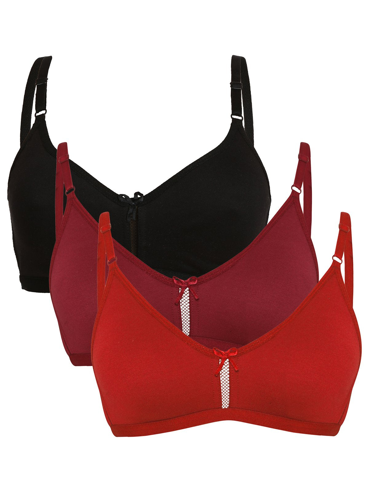 Clovia WomenS Pack Of 3 Full Coverage Non Padded Wirefree Full Cup Bra (Combrc163_Multi-Coloured_38B)