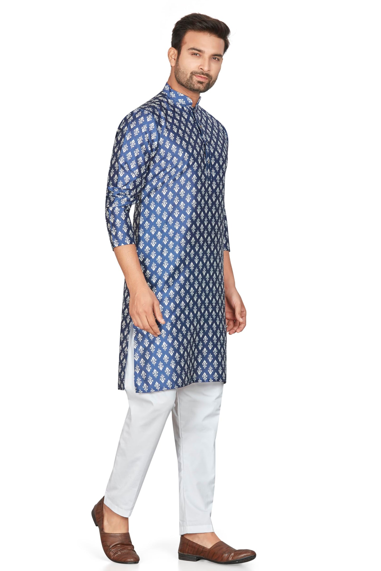 Be Active MenS Cotton Digital Print Regular Shirt (My21-22_Navy Blue