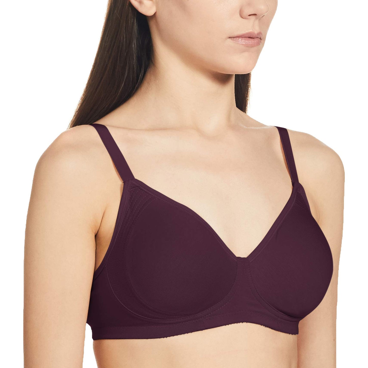 Enamor A042 Side Support Shaper Stretch Cotton Everyday Bra - Non-Padded, Wire-Free & High Coverage Purple