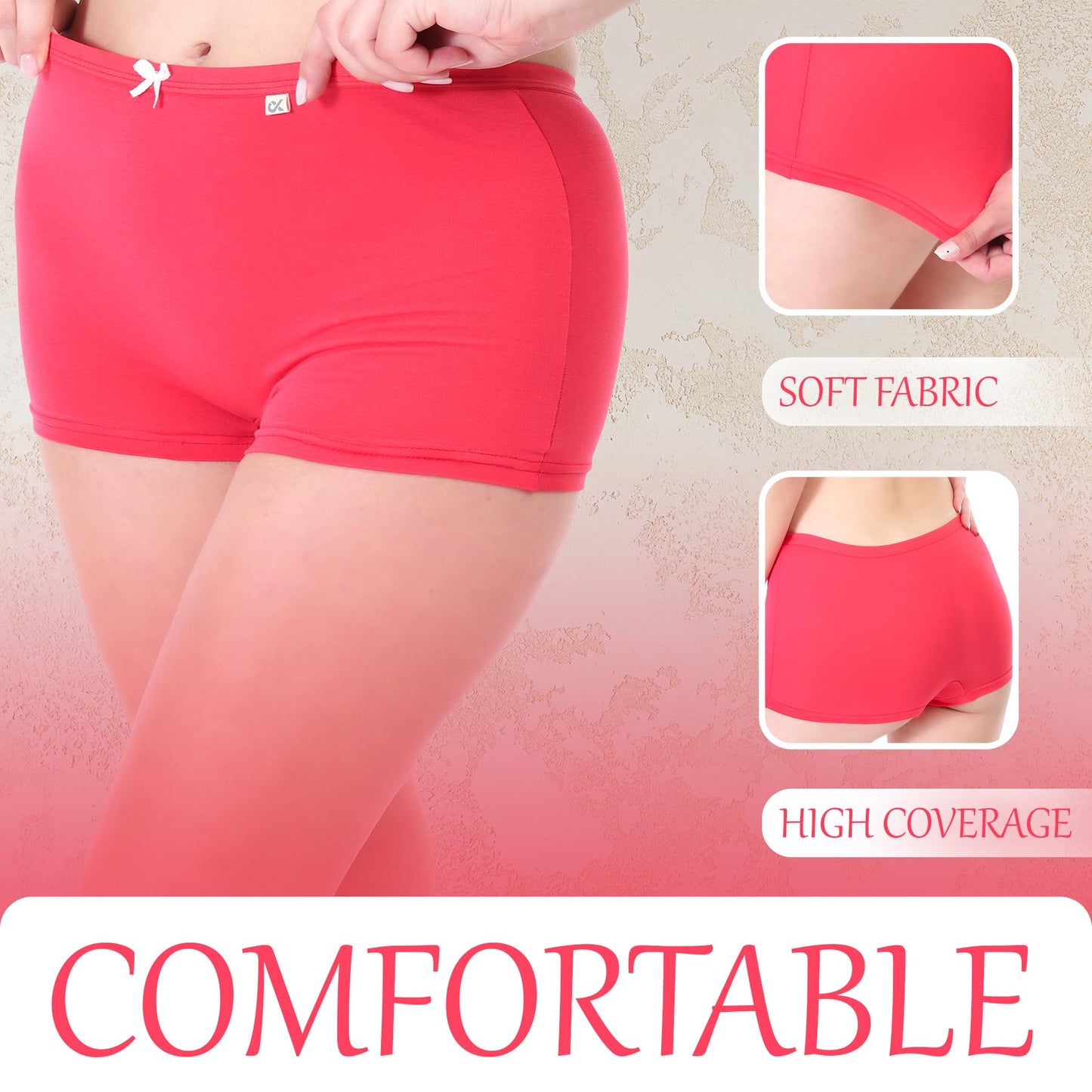 Xjarvis Ladybay WomenS High Coverage Combed Cotton Stretch Boy Shorts Mid Waist Seamless Brief Underwear Moisture Wicking Inner
