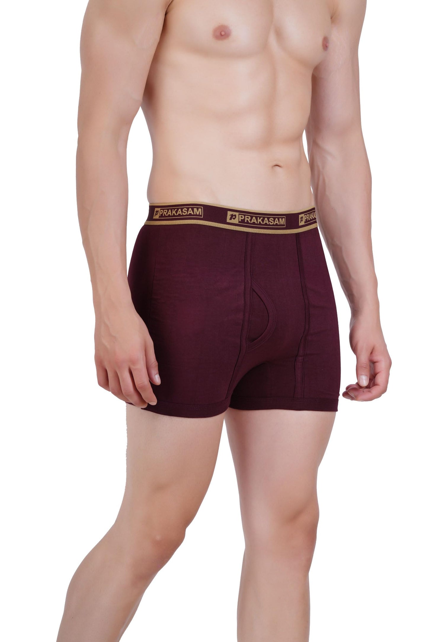 PRAKASAM COTTON -Marlow Mens 100% Pure Combed Cotton Outer Elastic Plain Trunks (Pack of 2)