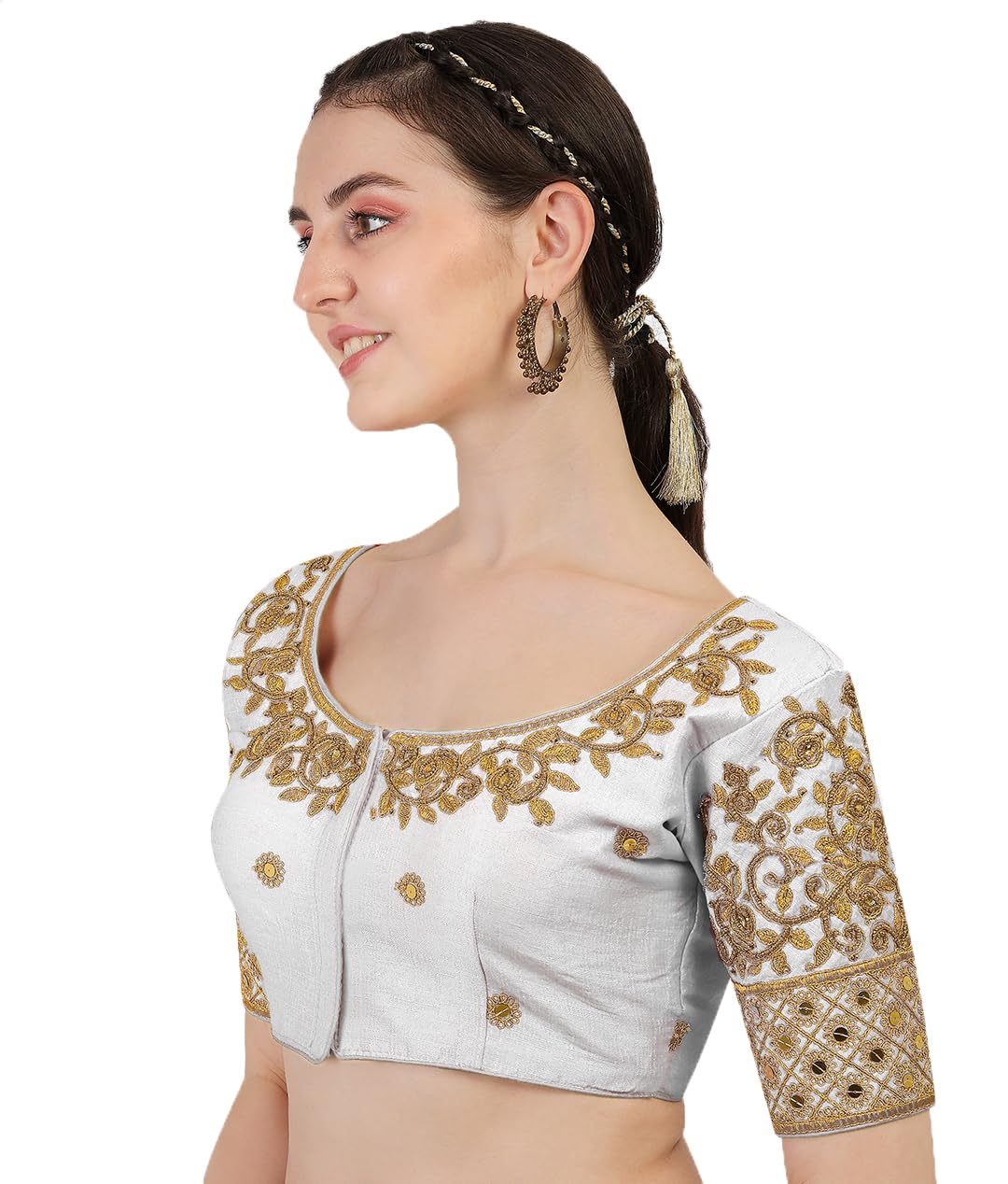 Pujia Mills Blouse Readymade Stylish Design Half Sleeve Blouse Readymade maggam Work Blouse Saree Blouse Readymade Parrot Blouse