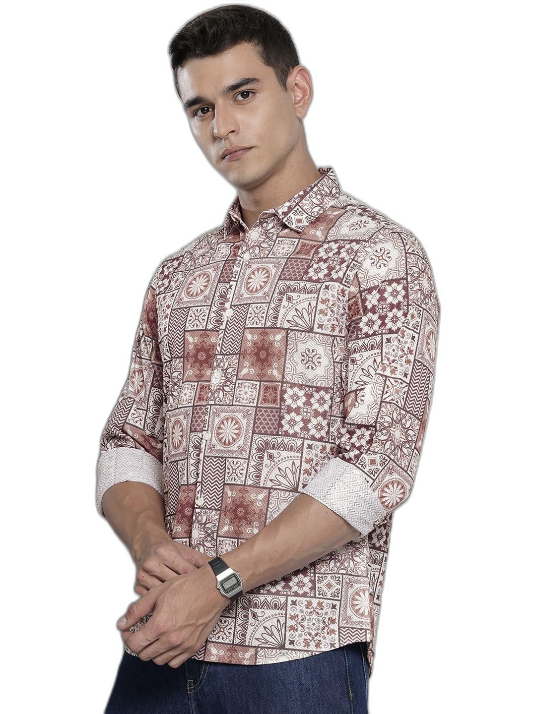 The Indian Garage Co Mens Regular Fit Indie Print Resort Wear Sweater