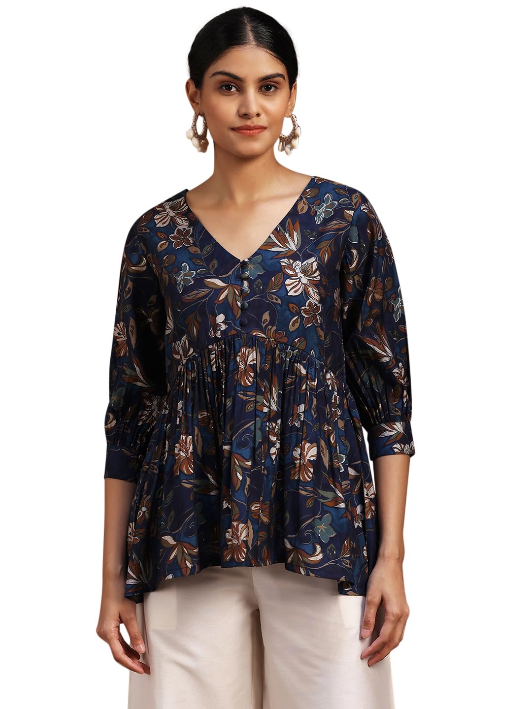 Libas WomenS Printed A-Line Kurtis (29113O_Blue