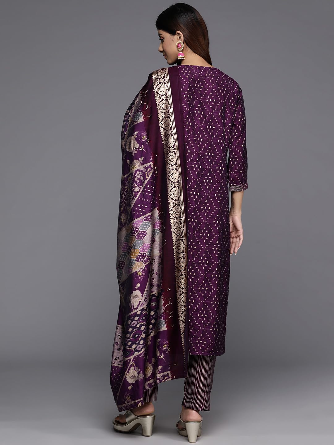 Varanga Women Zari and Beads Embroidered Kurta with Bottom and Dupatta