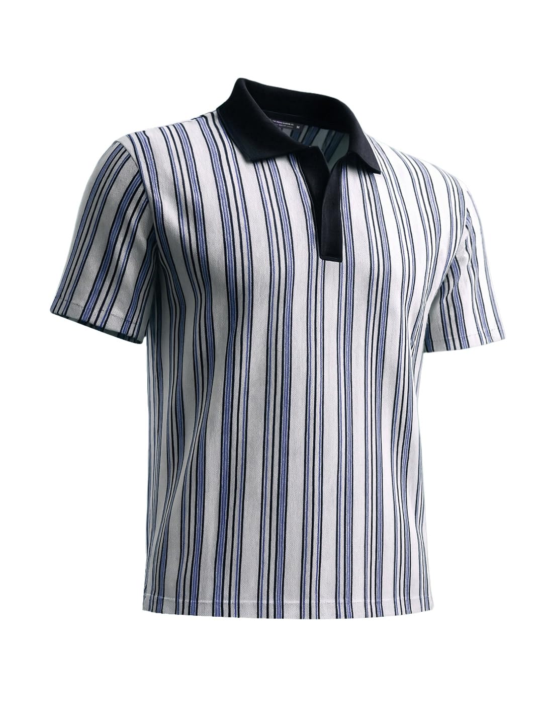 The Indian Garage Co Mens Boxy Fit Half Sleeves Vertical Striped Polo T-Shirt