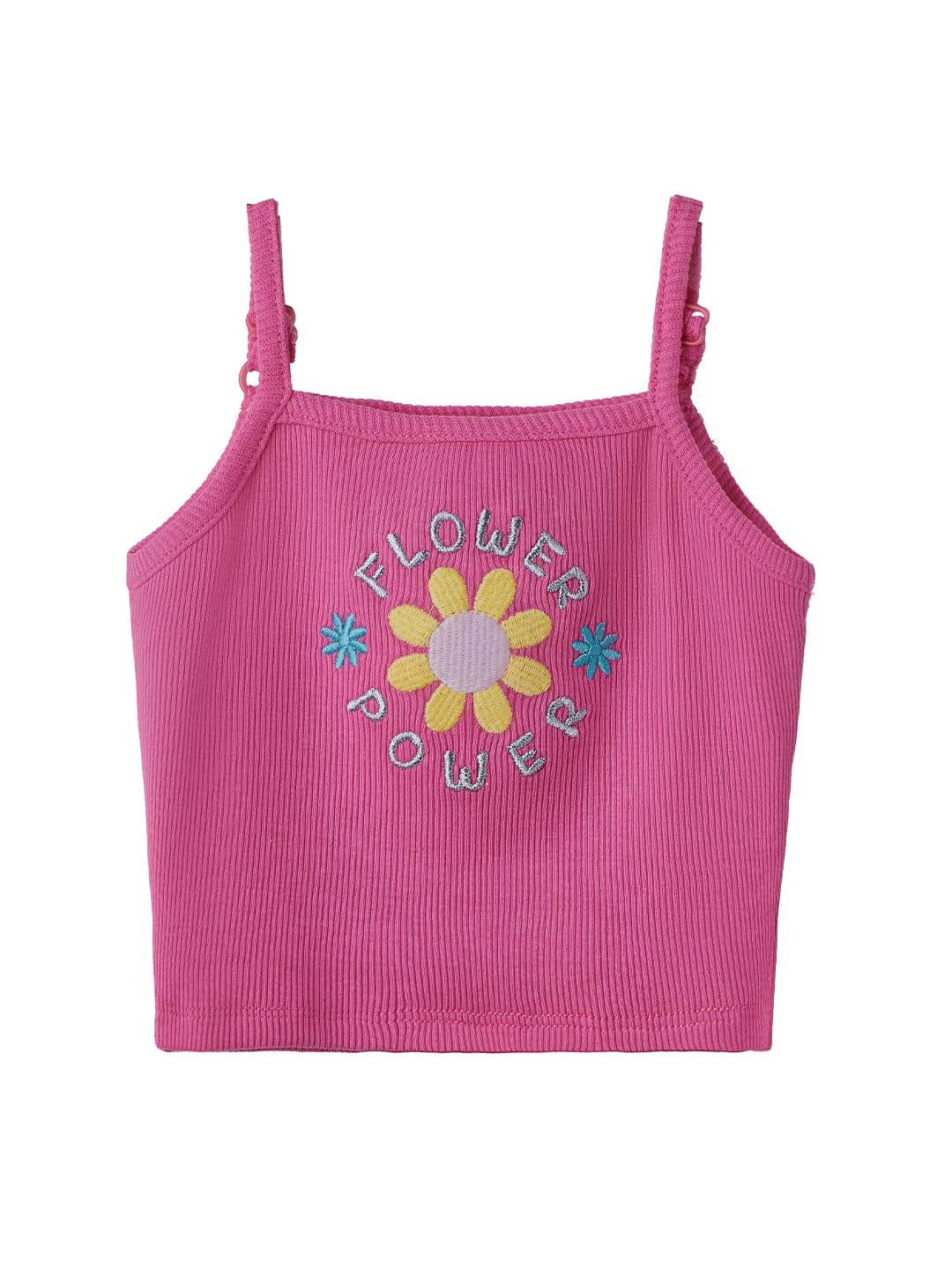 The Souled Store Official The Smurfs: Flower Power Girls Sleeveless Pink Cotton Tank Tops