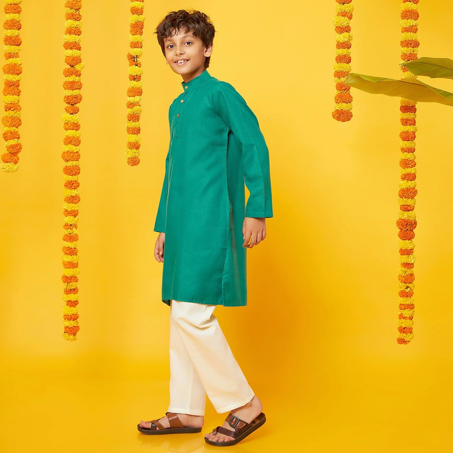 Bon Organik Green Kurta With Pajama Set For Boy
