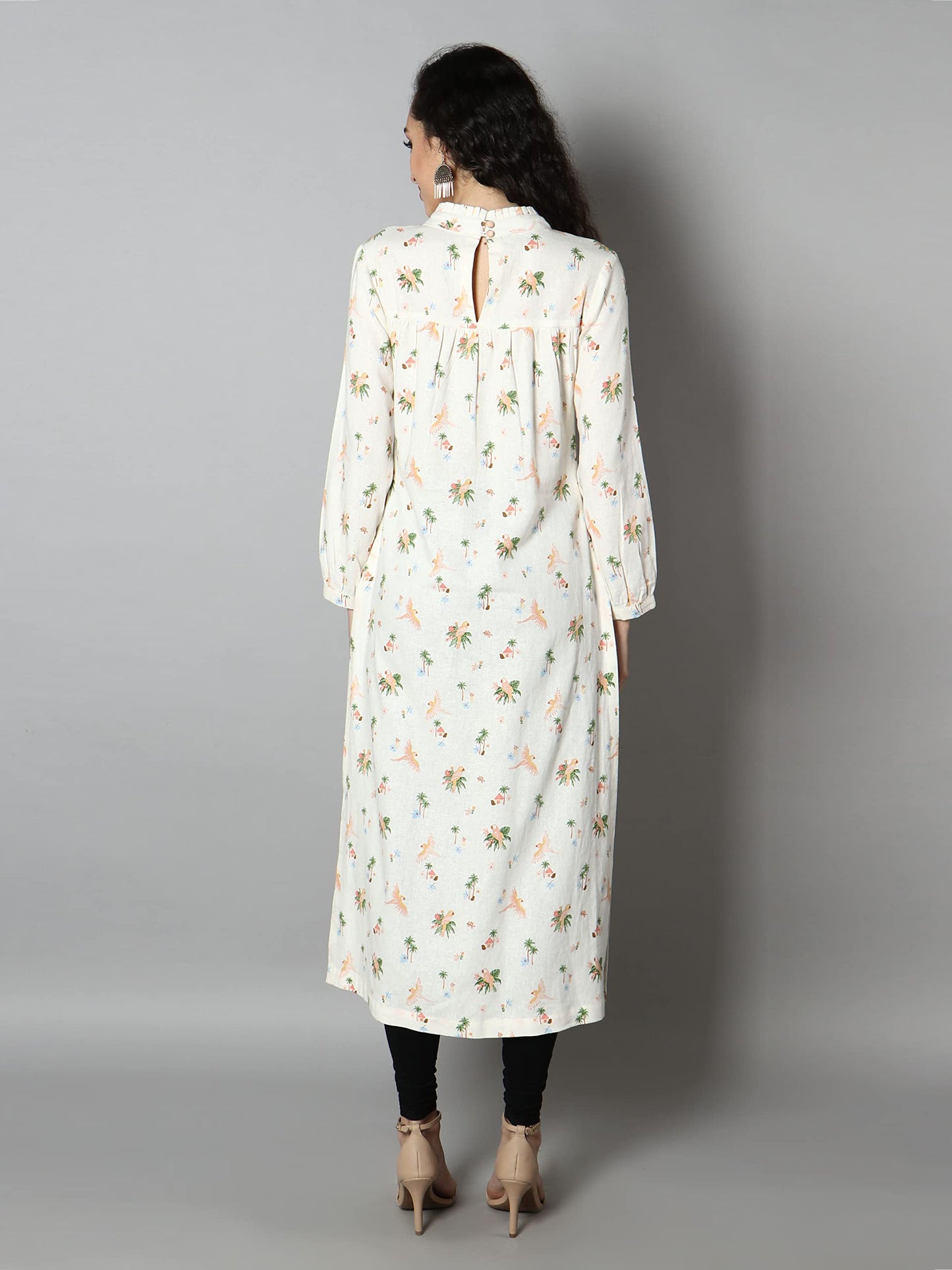 See Designs White Animal Women's Kurta