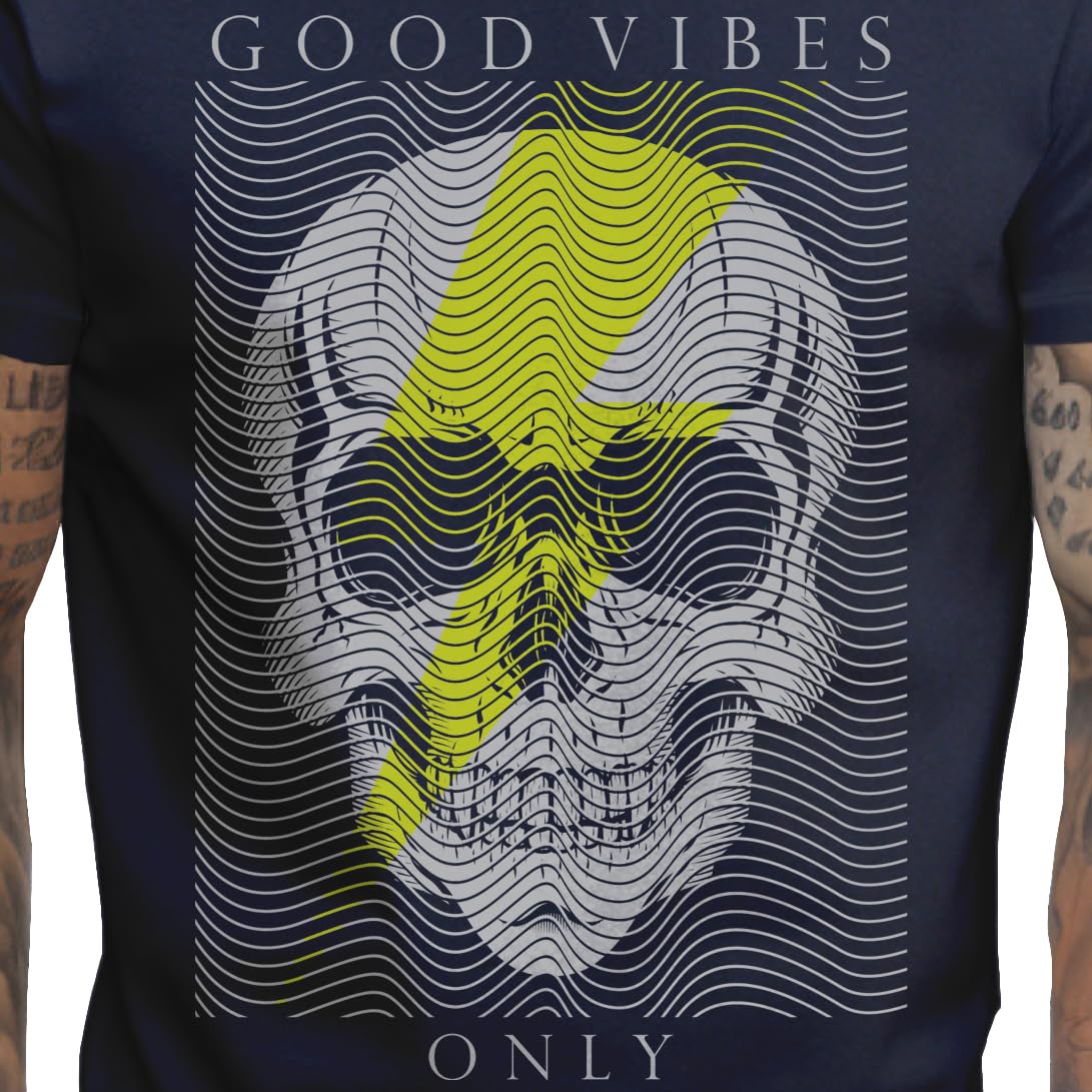 Peppyzone Mens Regular Fit T-Shirt (PZ-Skull458_Navy Blue5