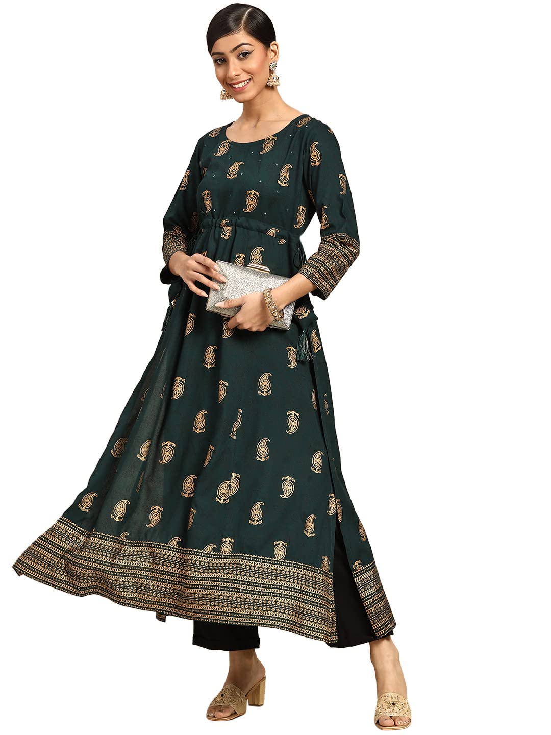 Libas Women's Rayon Paisley A-Line Kurta
