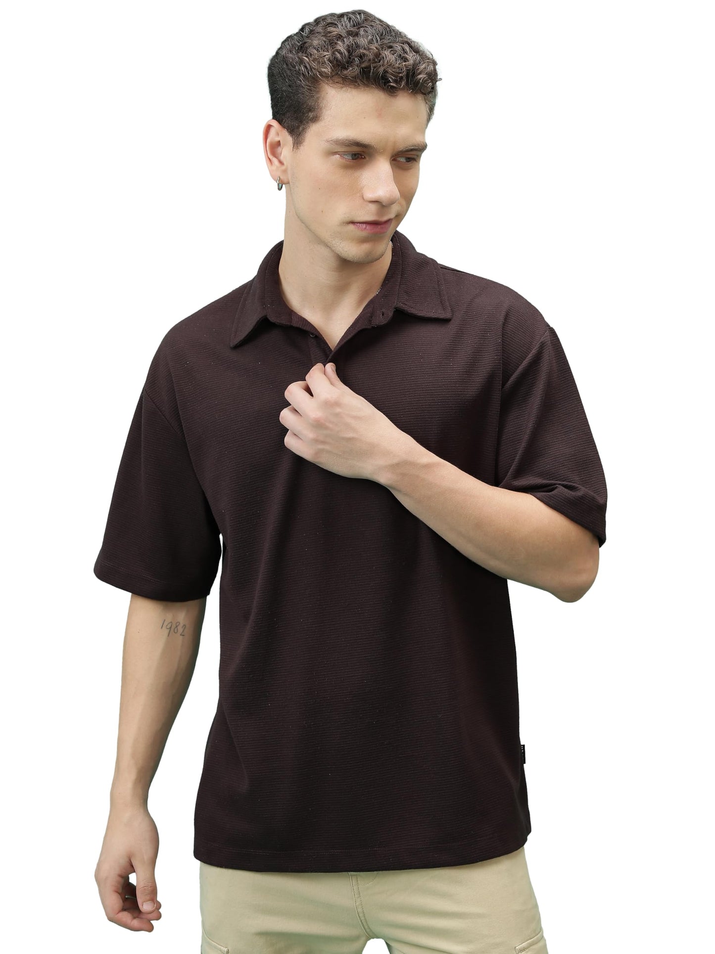 Ketch Men Over Sized Brown T-Shirt