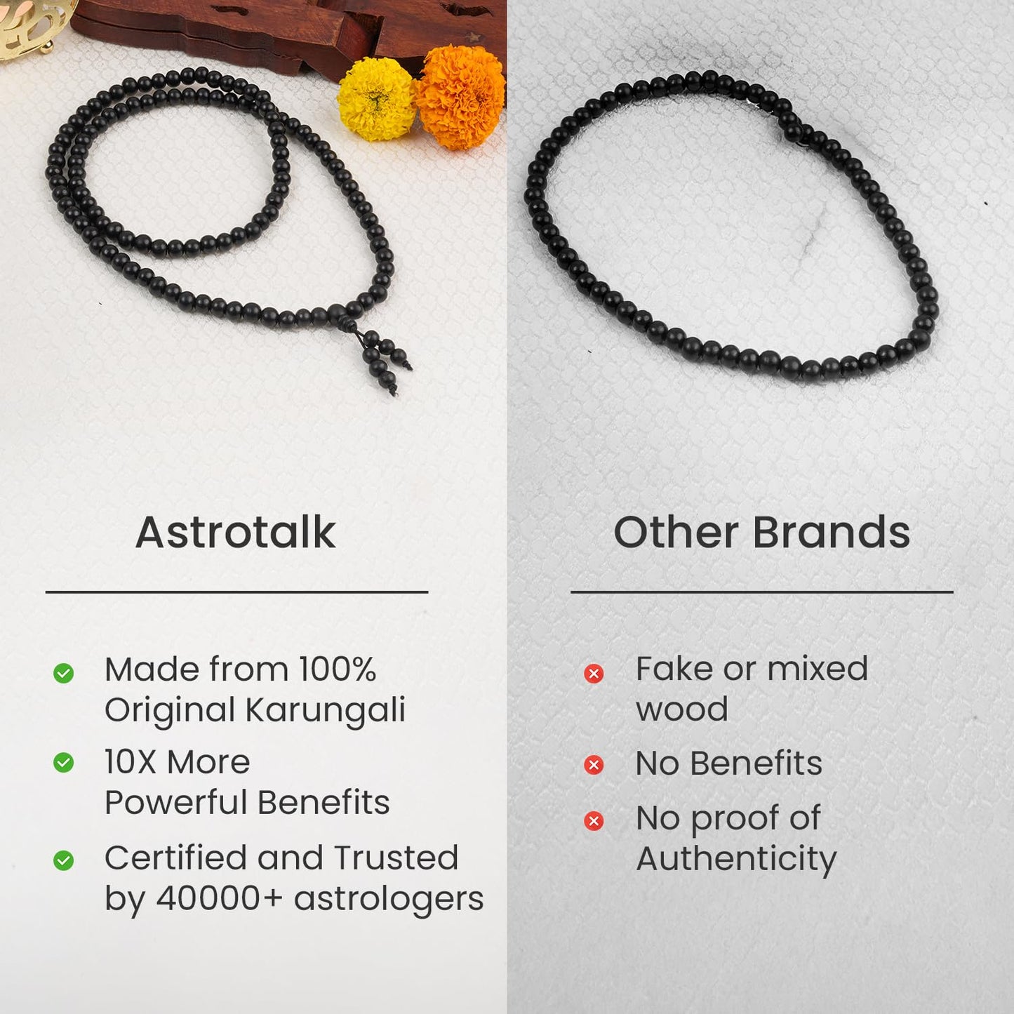 Astrotalk Stretchable Karungali Malai 8mm | Karungali Malai Original 108+1 Beads for Protection & Peace | Stretchable Jap Mala | Unisex Spiritual Mala | Gift for Man & Woman | Premium Gift Box
