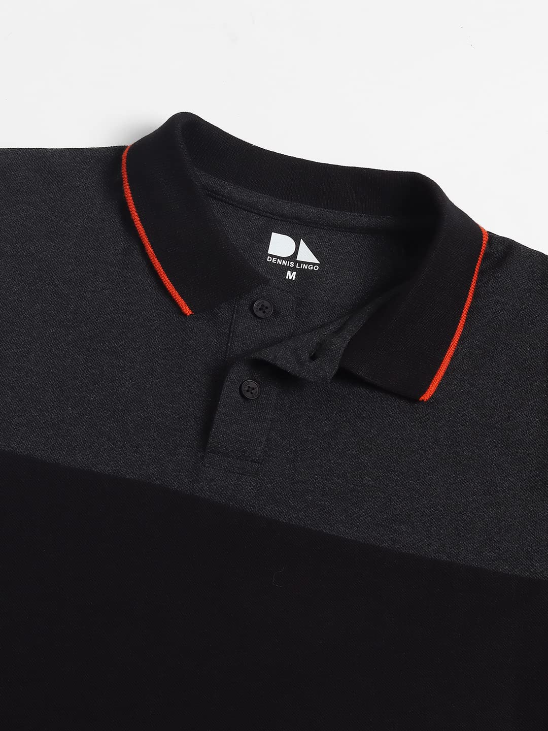 Dennis Lingo MenS Slim Fit Black Colorblocked Polo T-Shirt