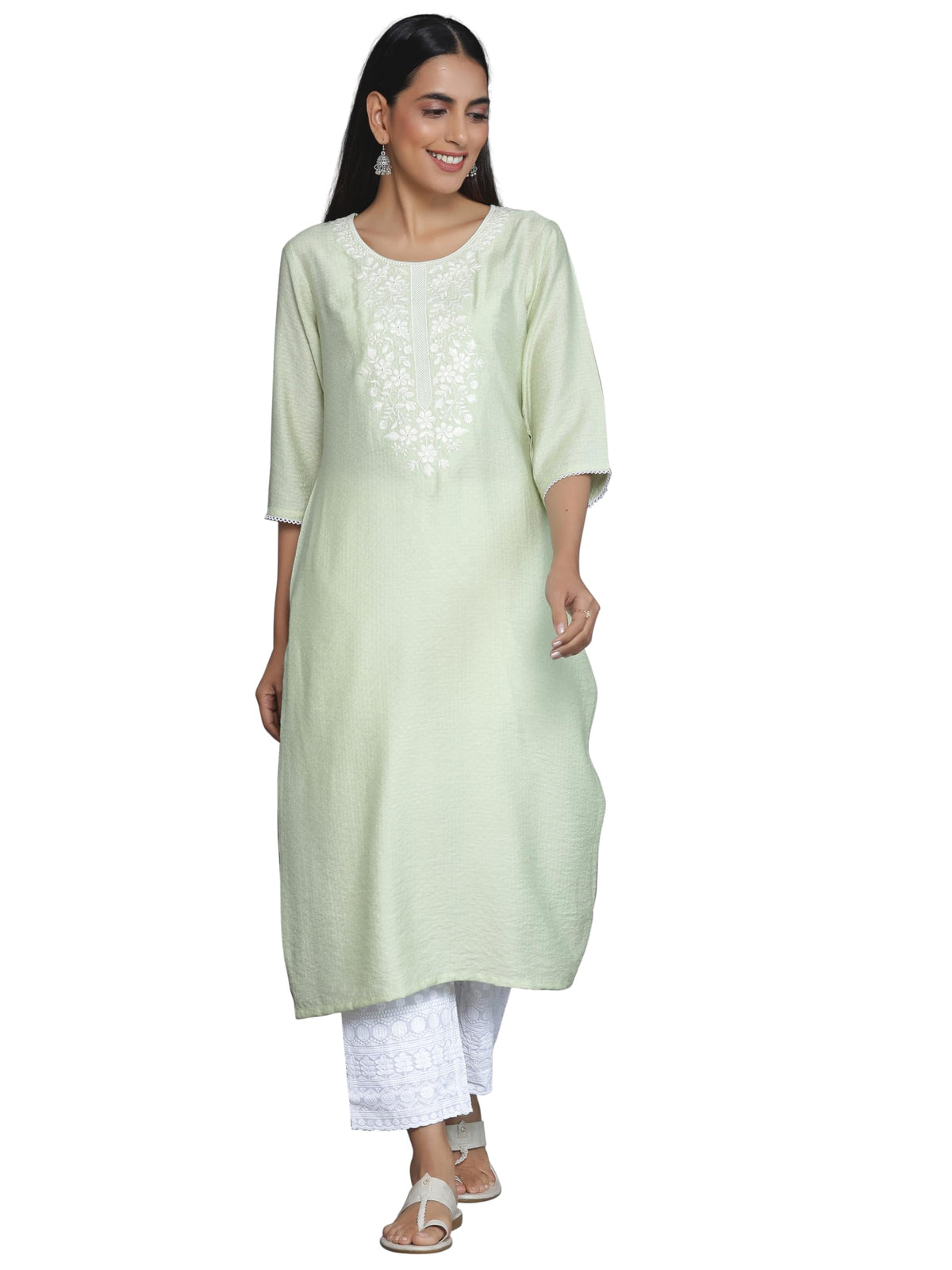 Libas WomenS Silk Regular Kurta (26811_Green