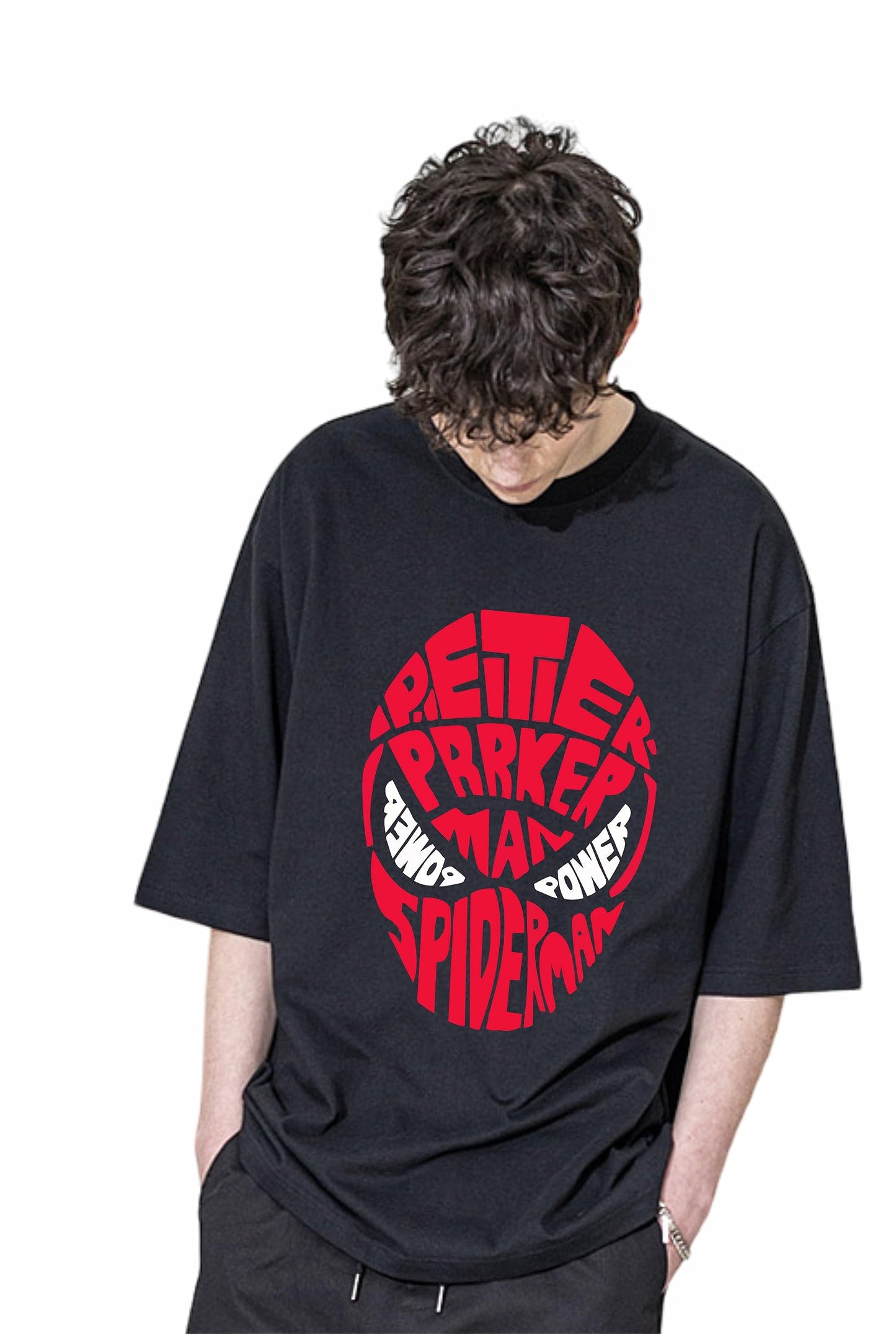 Uniplanet Store MenS Cotton T Shirt With Round Neck Line Half Sleeves Loose Fit Solid Pattern Spiderman Theme And Standard Leng