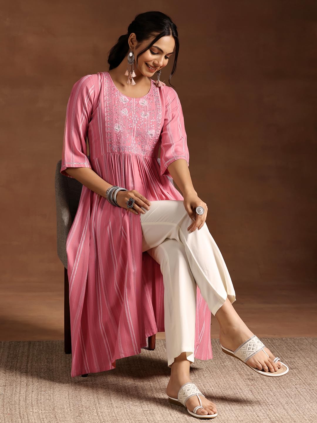 Libas Women's Rayon Woven Design A-Line Kurta