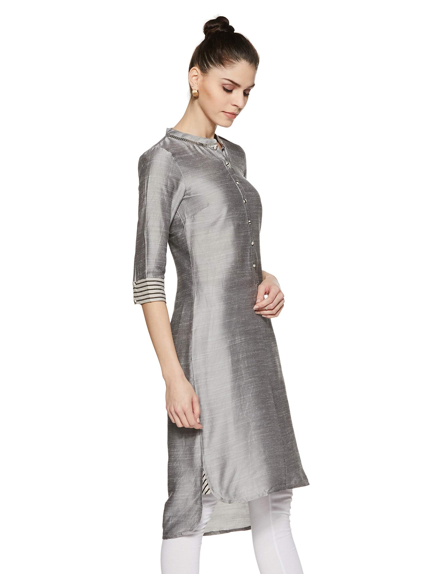 Aurelia Synthetic Women's Asymmetrical Hemline A-Line Straight Kurta