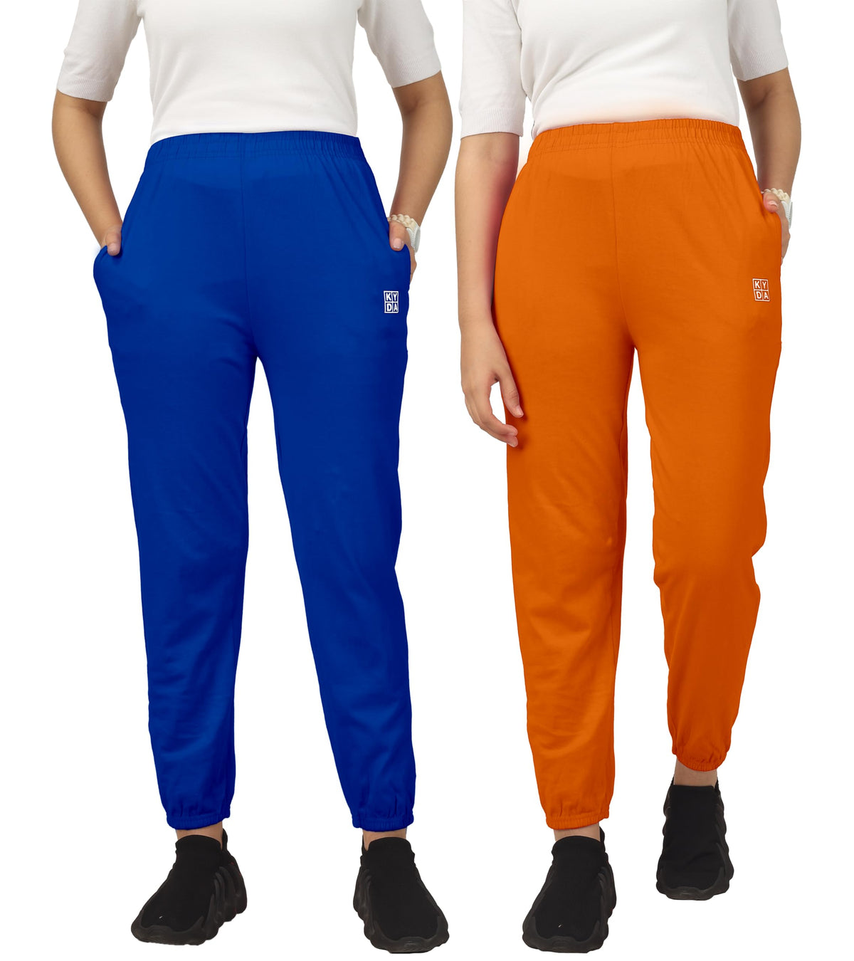Kyda Kids Cotton Regular Fit Track Pants For Girls (Pack Of 2)