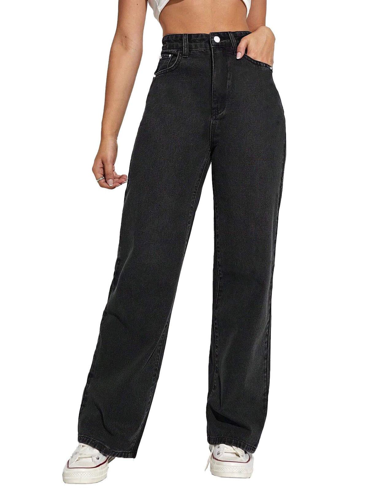 Toplot Jeans For Women || Women High Rise || Wide Leg Pants || Bell Bottom Jeans (Straight-Jeans-5204-Grey-32)