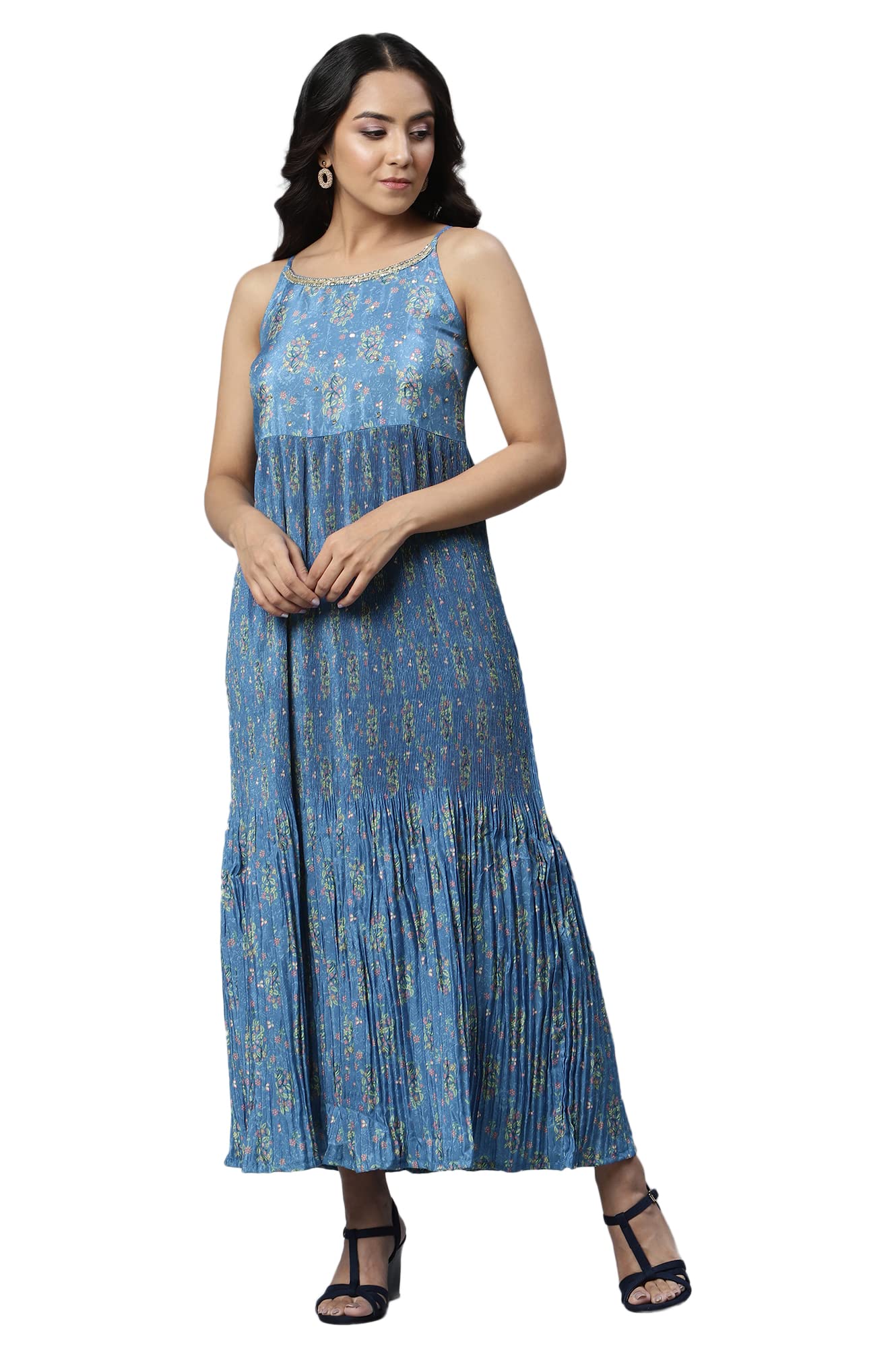 Aurelia WomenS Blue A-Line Gilet And Dress Set_22Aud10480-504029_Xl