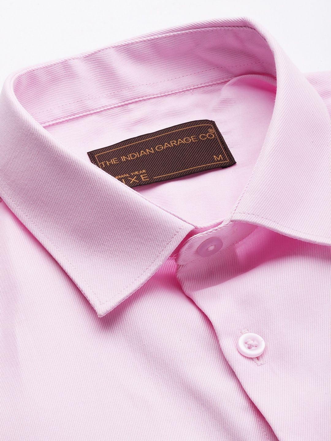 The Indian Garage Co Men Pink Solid Slim Fit Cotton Formal Shirt