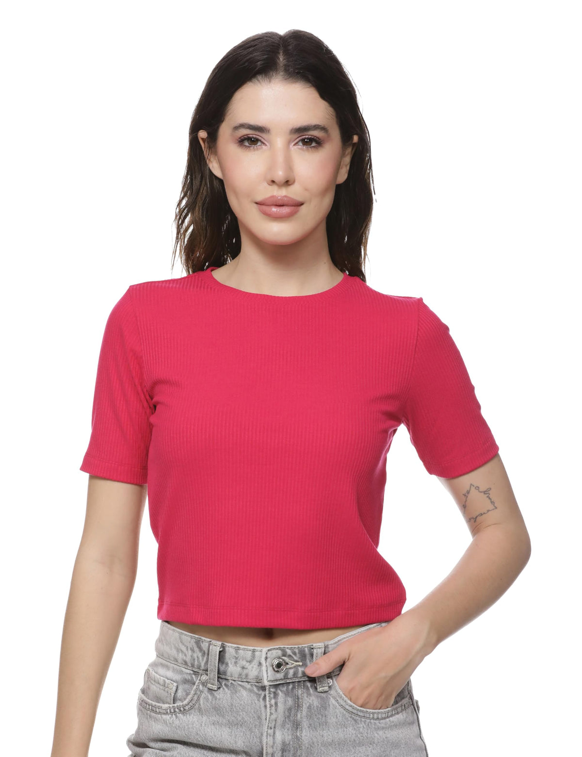 Fyltr WomenS Solid Regular Fit T Shirt (Fylss25Wkt-1010_Fuchsia Pink