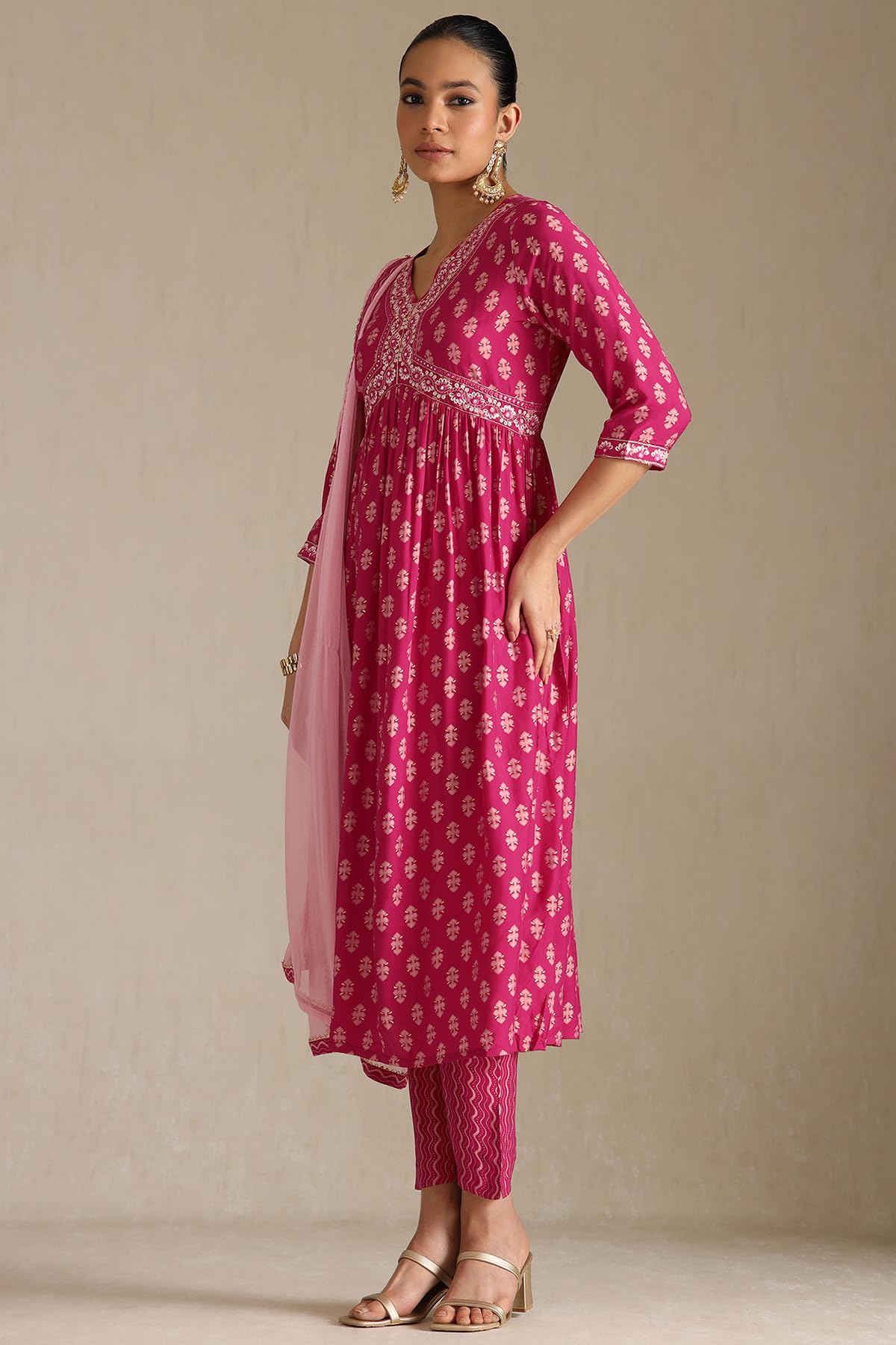 Soch Womens Viscose Muslin Salwar Suit Set (EWS5CD21973_Fuchsia