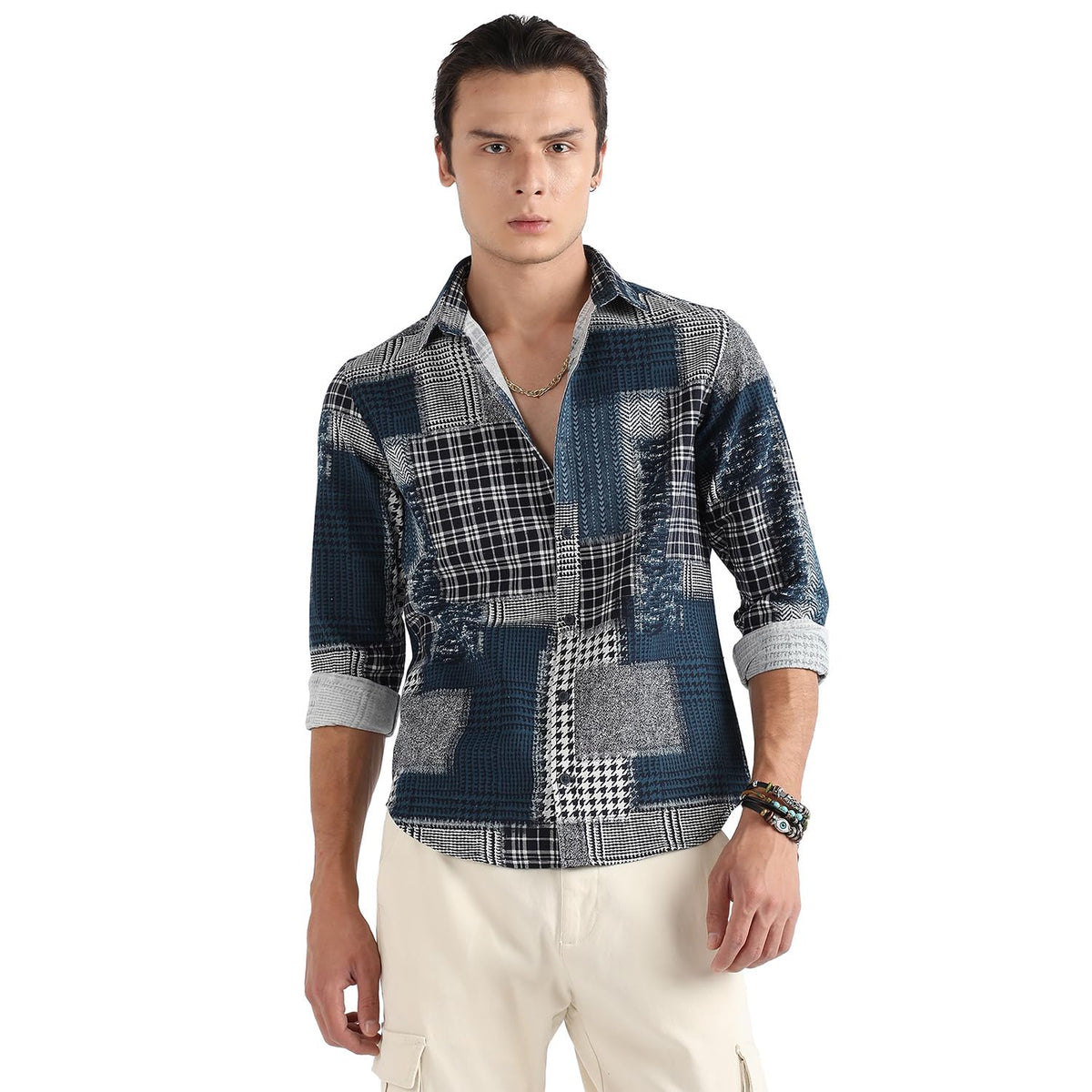 Campus Sutra Mens Regular Fit Shirt (CBSSSM23_CSMSSRT5812_Navy Blue