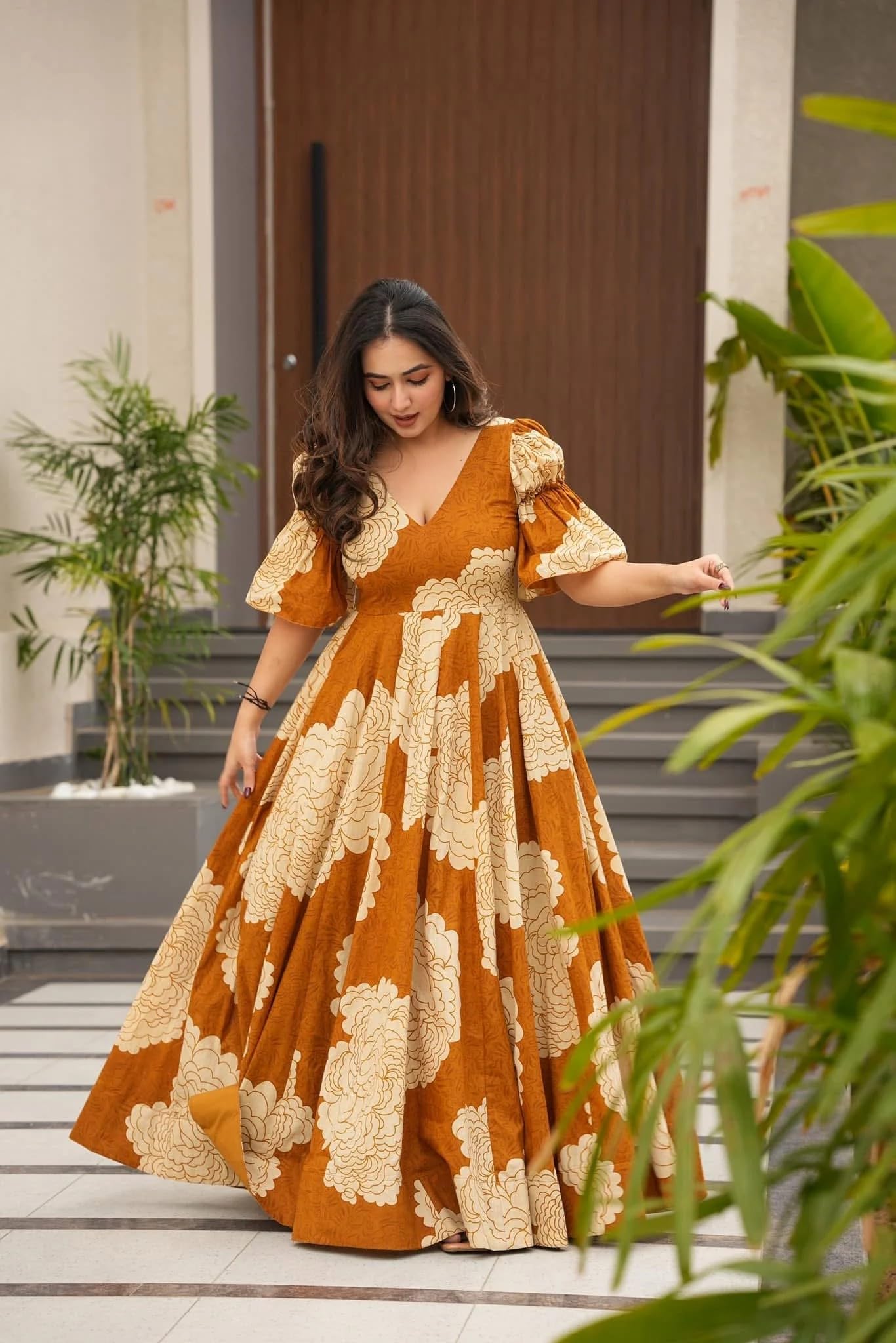 Wedani Rayon Dress for Women Mustard