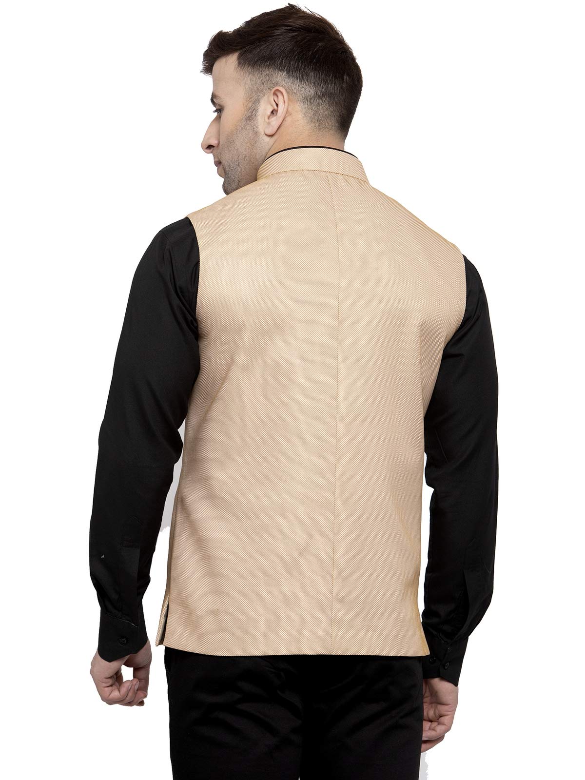 WINTAGE Mens Poly Cotton Festive and Casual Nehru Jacket Vest Waistcoat : Beige, X-Small