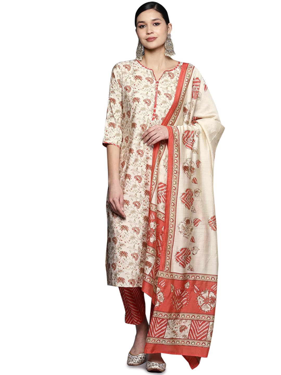 Libas WomenS Silk Blend Kurta Sets (34320_Coral