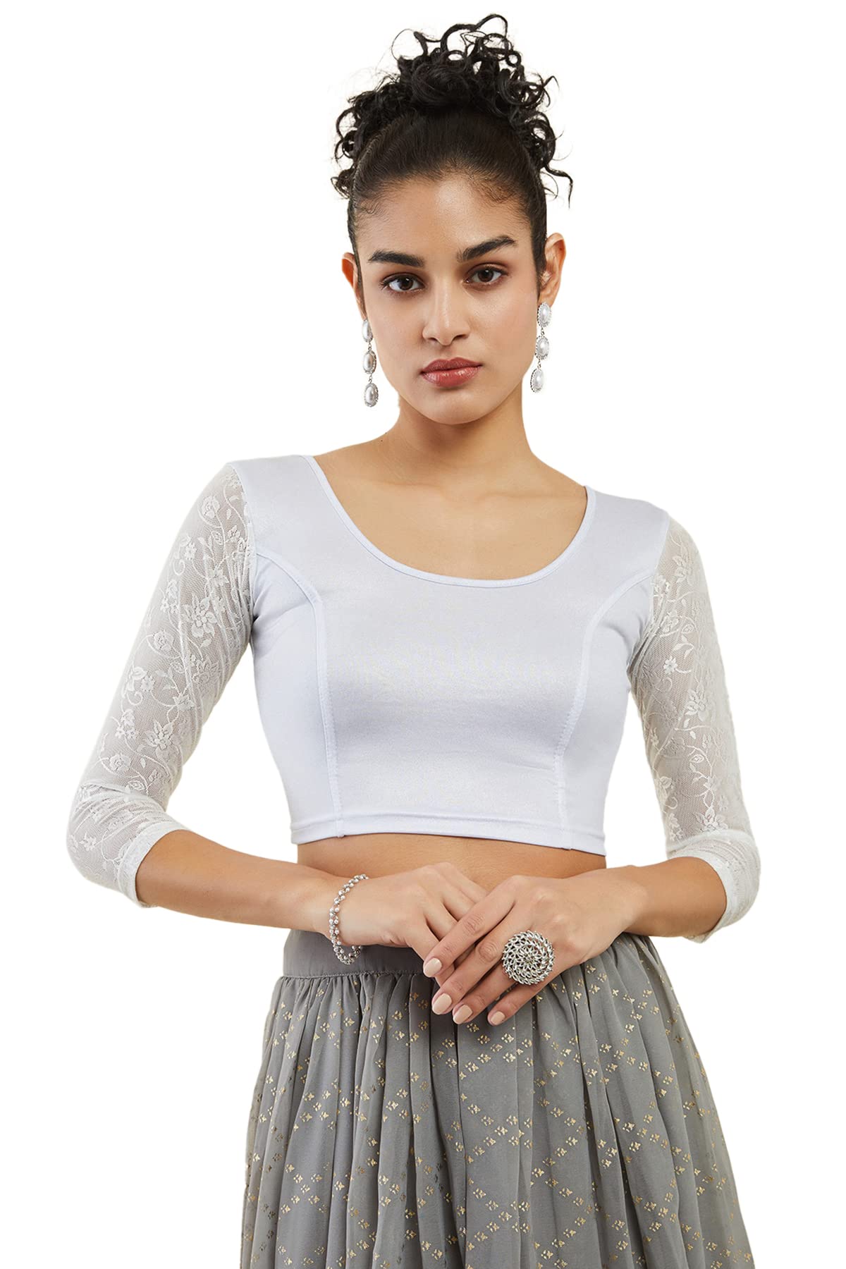 Soch Silver dex Prince Cut Blouse With Floral Sleeves