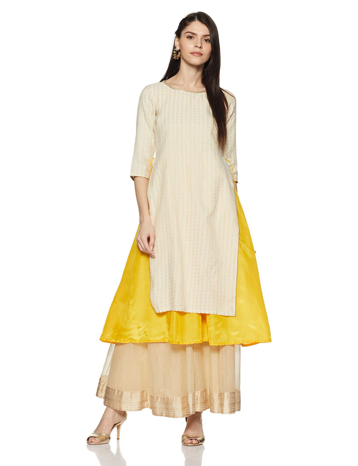 Aurelia Womens Rayon Pleated Kurta