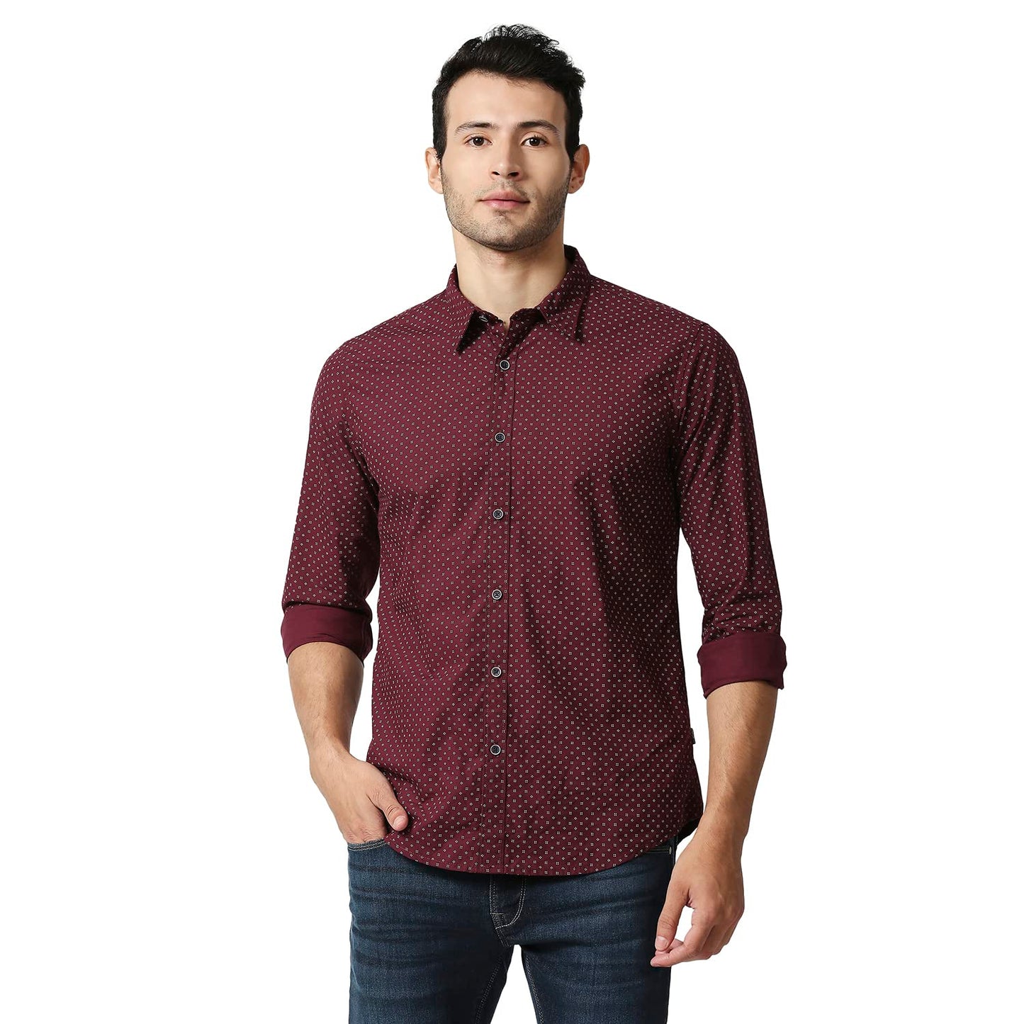 Pepe Jeans MenS Polka Dots Regular Fit Shirt (Pm307877_Dk Red Xl)