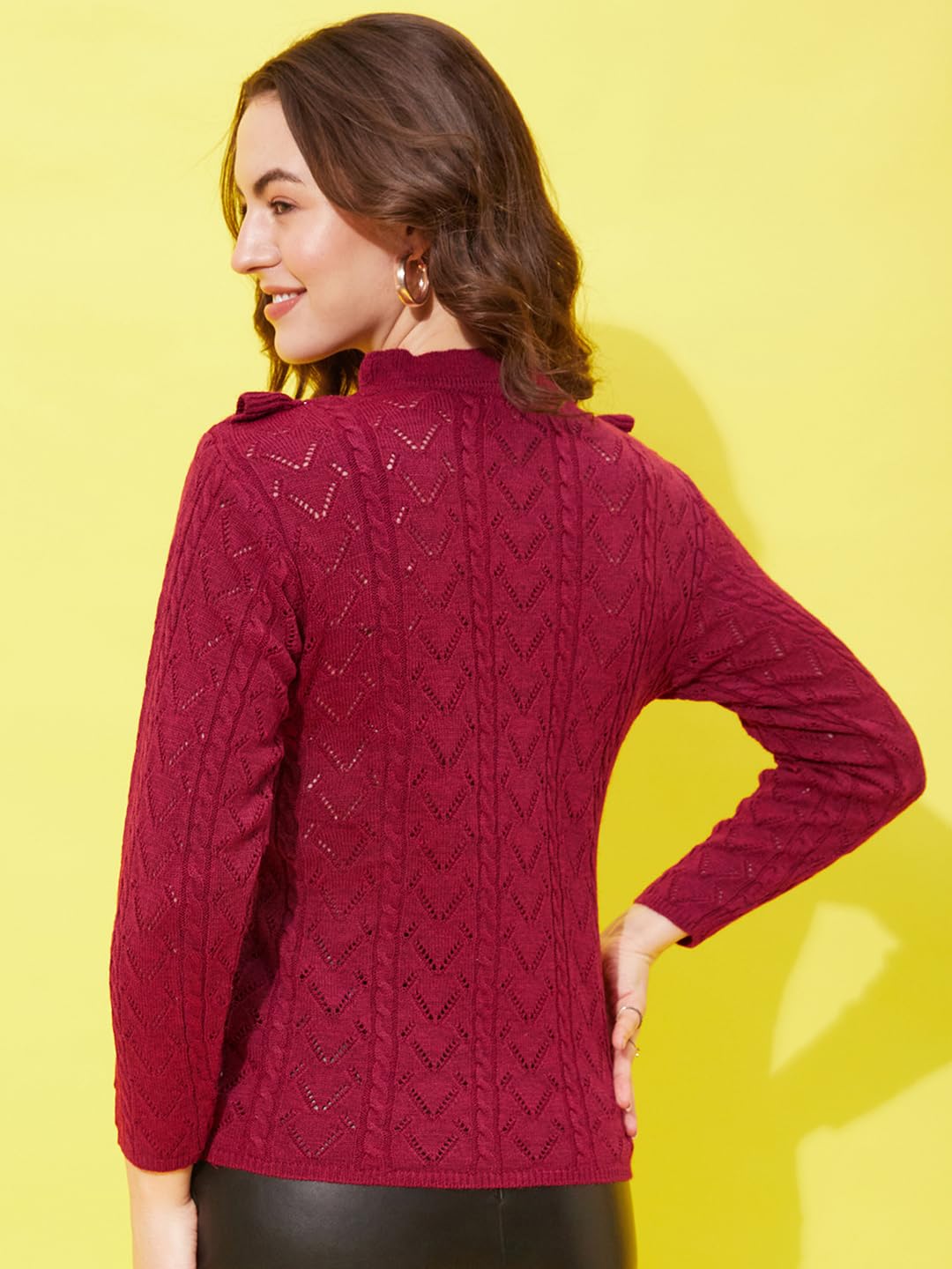 Modeve Designer Round Neck Casual Women Sweater||Winterwear|| Wine