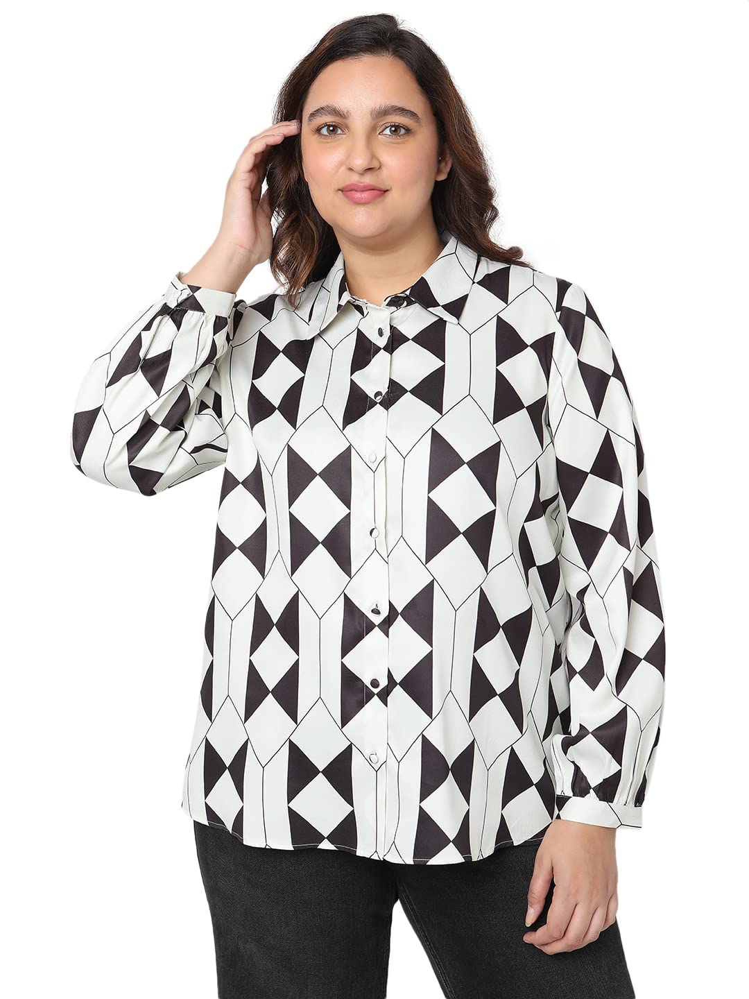 Vero Moda Curve Relaxed Fit Shirt (160492901_Jet Black_L)
