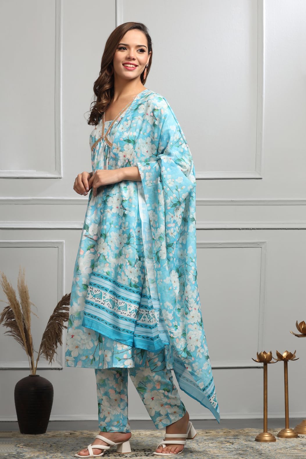 Leriya Fashion Cotton Alia Cut Kurta Set For Women| Alia Cut Anarkali Set For Women | Embroidery Kurta Set For Women| Kurta & Pa