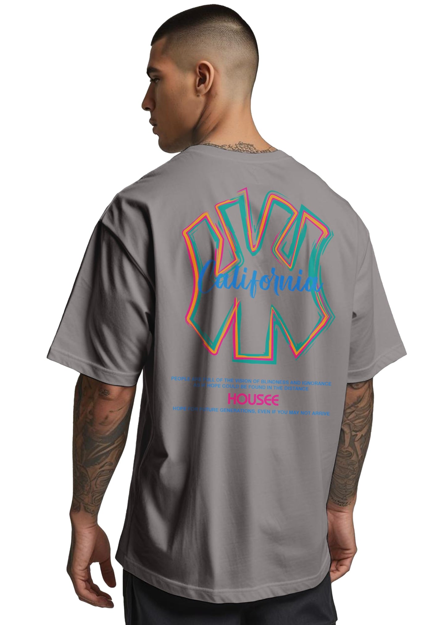 Peppyzone Mens Oversized Fit T-Shirt (PZ-OST-Trendy42_Grey