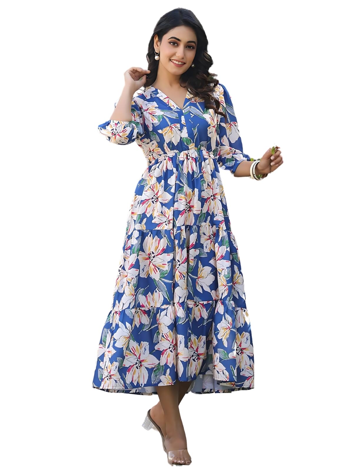 Leriya Fashion WomenS Rayon Casual Below The Knee Western Dress (Lf-W.Dress-Wd1317_Blue